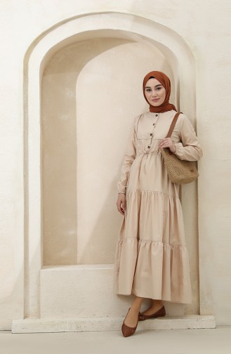 Beige İslamitische Jurk 4345-02