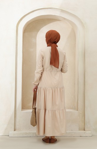 Beige Hijab Dress 4345-02