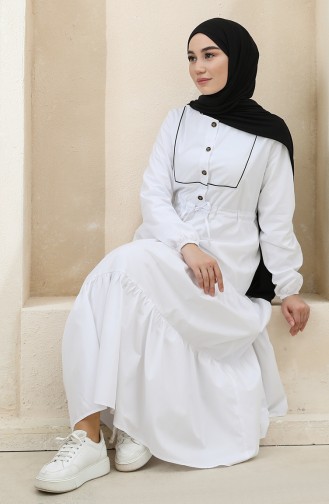 White Hijab Dress 4345-05