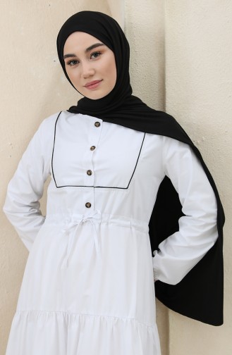 White Hijab Dress 4345-05