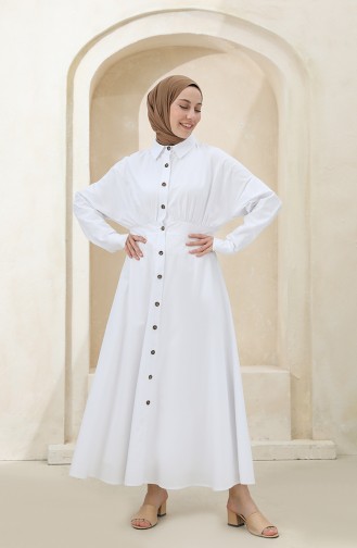 White Hijab Dress 4370-01