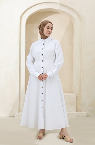 Weiß Hijab Kleider 4370-01