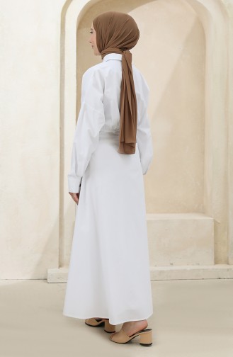 Weiß Hijab Kleider 4370-01