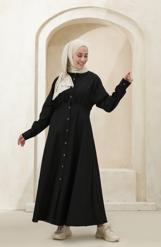 Schwarz Hijab Kleider 4370-02