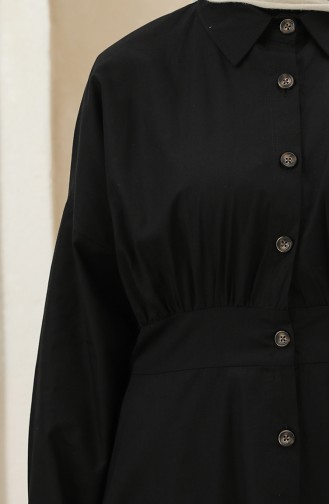 Boydan Düğmeli Elbise 4370-02 Siyah