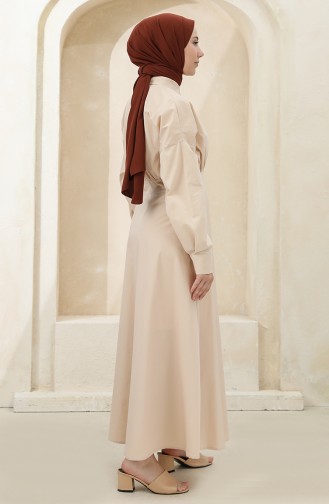 Beige Hijab Dress 4370-06