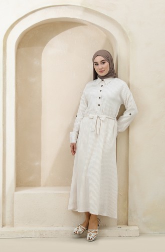 Beige Hijab Dress 4385-02