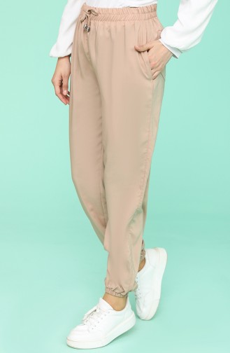 Beli Lastikli Jogger Pantolon 0192-11 Taş