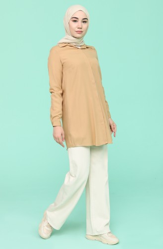 Gizli Düğmeli Tunik 71291-04 Camel