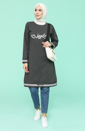 Baskılı Tunik 1057-03 Füme