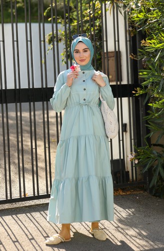 Unreife Mandelgrün Hijab Kleider 4345-04
