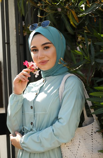 Green Almond Hijab Dress 4345-04
