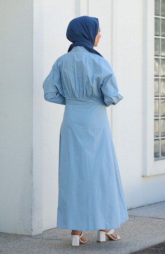 Blau Hijab Kleider 4370-03
