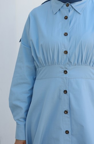 Boydan Düğmeli Elbise 4370-03 Mavi