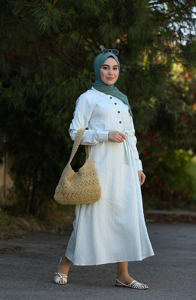 Mint Green Hijab Dress 4385-01 | Sefamerve