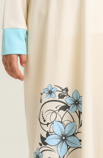 Desenli Çocuk Namaz Elbisesi 0100-01 Krem