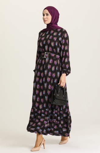 Schwarz Hijab Kleider 2206-01