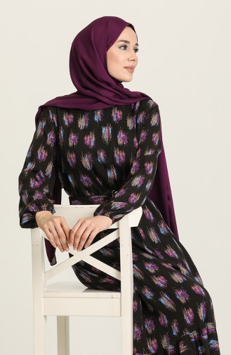 Schwarz Hijab Kleider 2206-01