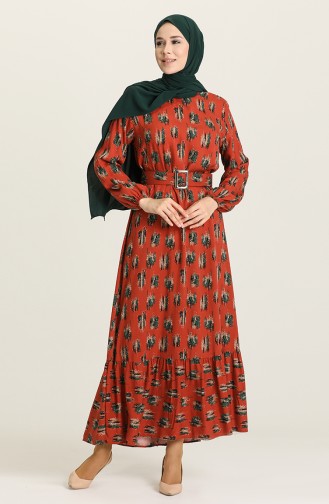 Robe Hijab Couleur brique 2206-02