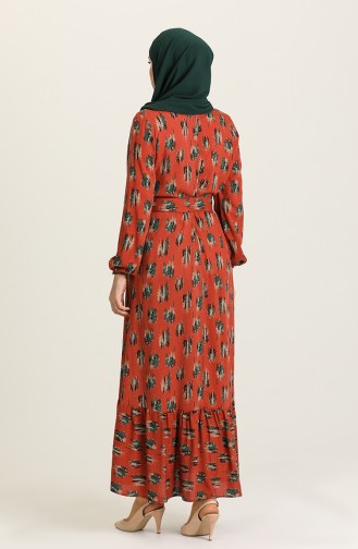Brick Red Hijab Dress 2206-02