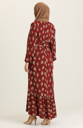 Claret Red Hijab Dress 2206-03