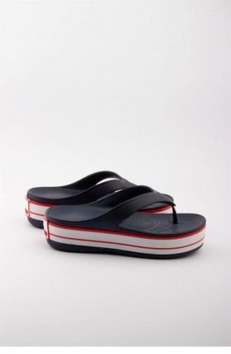 Black Summer slippers 3745.MM LACIVERT-BEYAZ-KIRMIZI