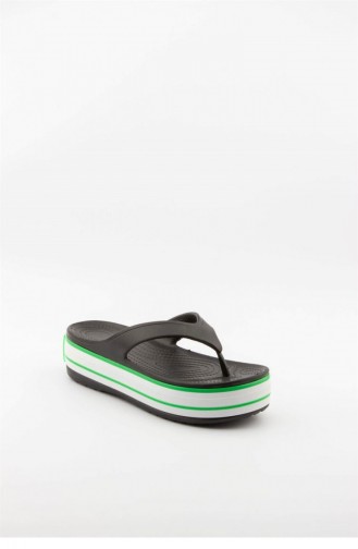 Green Summer slippers 3746.MM SIYAH-BEYAZ-YESIL