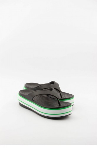 Green Summer slippers 3746.MM SIYAH-BEYAZ-YESIL