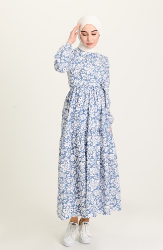Indigo Hijab Dress 5403-01