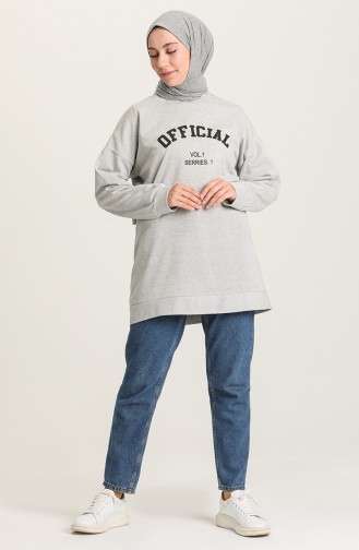 Baskılı Sweatshirt 1009-01 Gri
