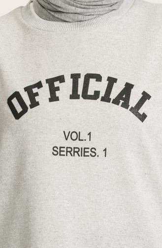Baskılı Sweatshirt 1009-01 Gri