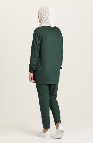 Garnili Tunik Pantolon İkili Takım 150025-01 Zümrüt Yeşili Siyah