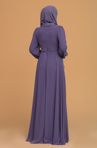 Dark Violet Hijab Evening Dress 4851-05