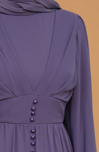 Dark Violet Hijab Evening Dress 4851-05