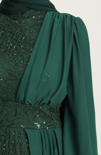Emerald Green Hijab Evening Dress 5408-07