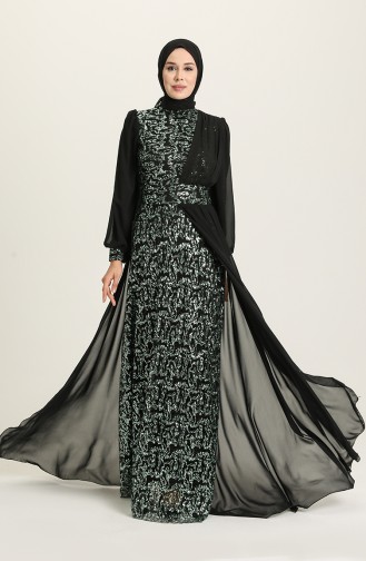 Green Hijab Evening Dress 5408A-04