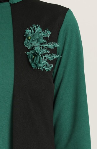Smaragdgrün Hijab Kleider 3026-03