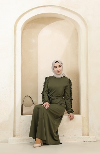 Khaki Hijab Dress 1011-06
