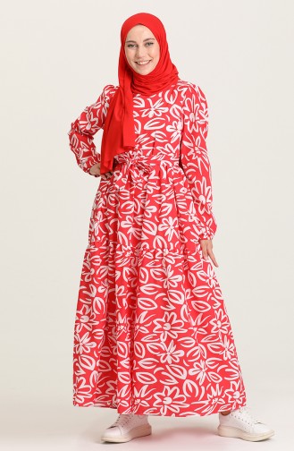 Red Hijab Dress 5400A-03