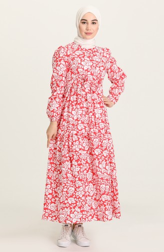 Red Hijab Dress 5403-02