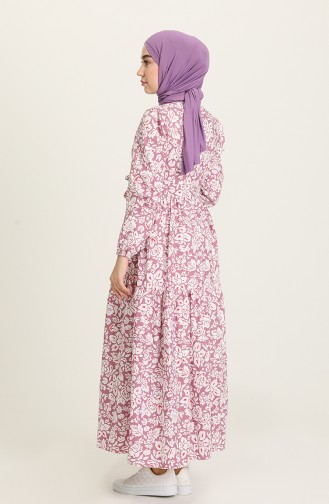Desenli Anne Kız Kombin Elbise 5403-03 Mor