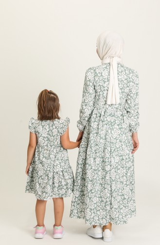 Green Almond Hijab Dress 5403-04