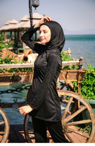 Schwarz Hijab Badeanzug 1082