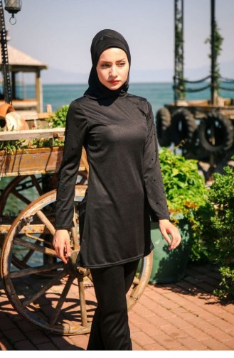 Schwarz Hijab Badeanzug 1082