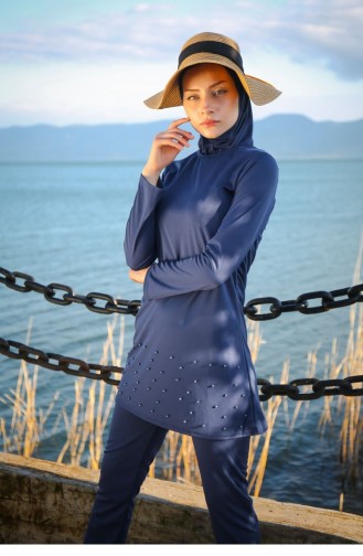 Dunkelblau Hijab Badeanzug 1083
