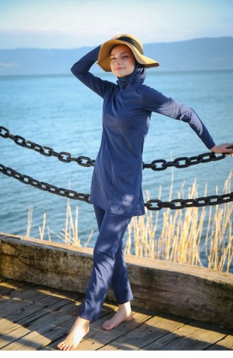 Dunkelblau Hijab Badeanzug 1083