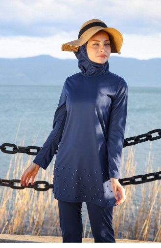 Dunkelblau Hijab Badeanzug 1083