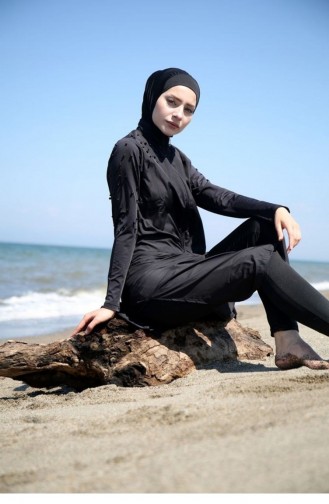 Maillot de Bain Hijab Noir 1092