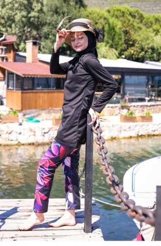 Schwarz Hijab Badeanzug 1075