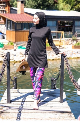 Schwarz Hijab Badeanzug 1075